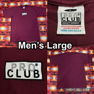 Pro Club Box Logo Red T-Shirt Men’s Large Heavy Weight Embroidered Short Sleeve
